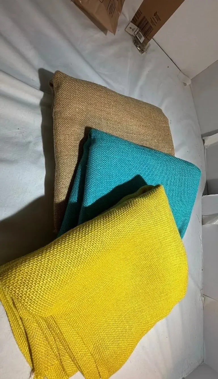 Set of Three Woven Burlap Pieces 46x184 inches
